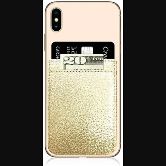 🌈4/$20 NIB iDecoz Faux Leather Phone Pocket Wallet in Gold - Picture 3 of 4